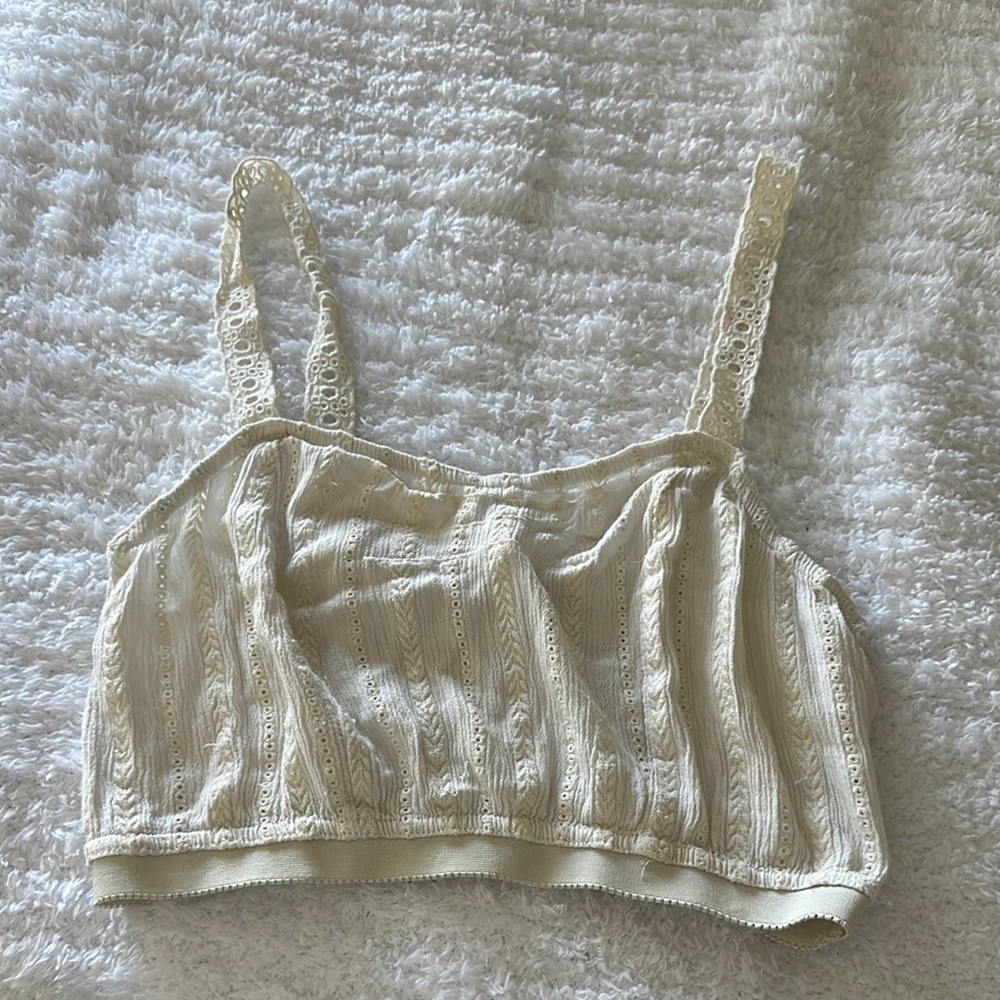 Urban Outfitters Cream Lace Crop Top
